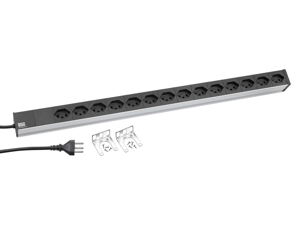 Multiprises PDU 14xTyp23 noir 1U Cordon: Typ23 L=3m noir