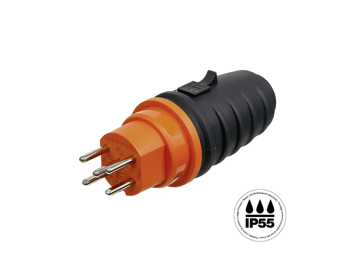 Stecker T15 IP55 anthrazitgrau/orange