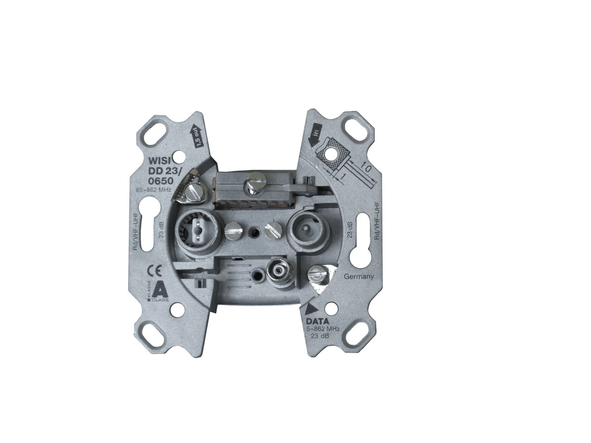 Radio-TV-Daten-Steckdose 23 dB 5-65 MHz Einbaudose (Gr.I)