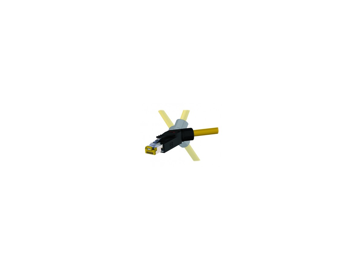 Stecker RJ45 feldkonfektionierbar, werkzeuglos, geschirmt, Kat. 6, gewinkelt 45°