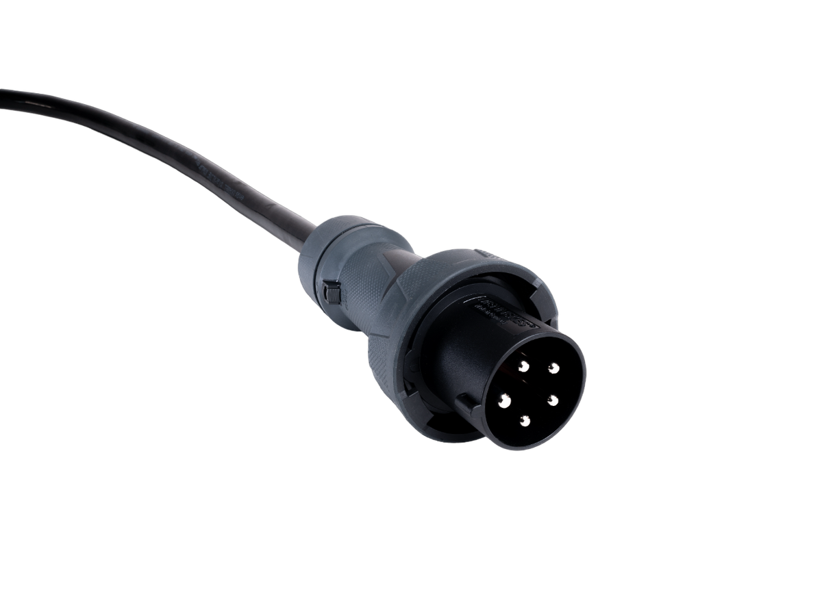 Alu Verlängerungskabel PUR Schwarz 5x16 konf. Stecker/Kupplung CEE 63A 5pol Schwarz 30m