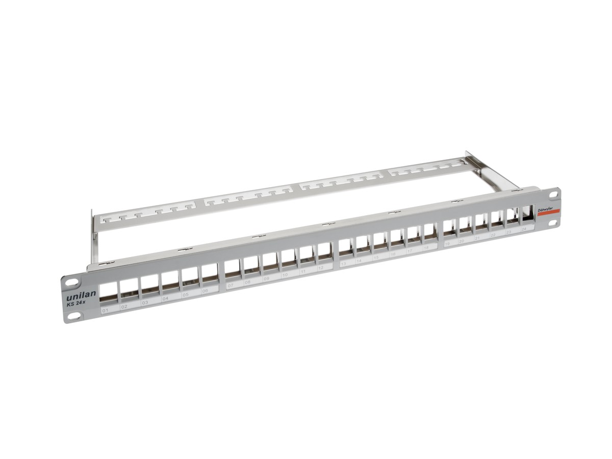 unilan 19" Patchpanel 24x Keystone 1HE leer grau