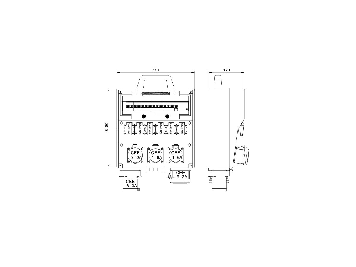 Distributeur de courant en caoutchouc dur DISTRO  370-7385