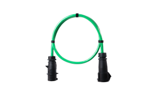 Rallonge en aluminium PUR vert 5x6 conf. fiche/prise CEE 32A 5pôle noir 15m