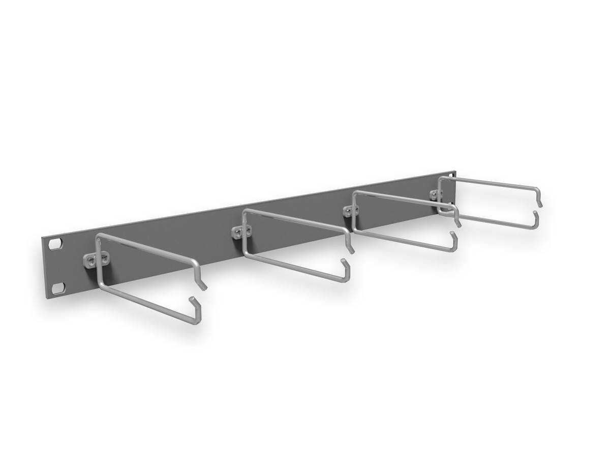 Rangierpanel 19" eloxiert 1HE mit 4 Stahlbügel 70mm