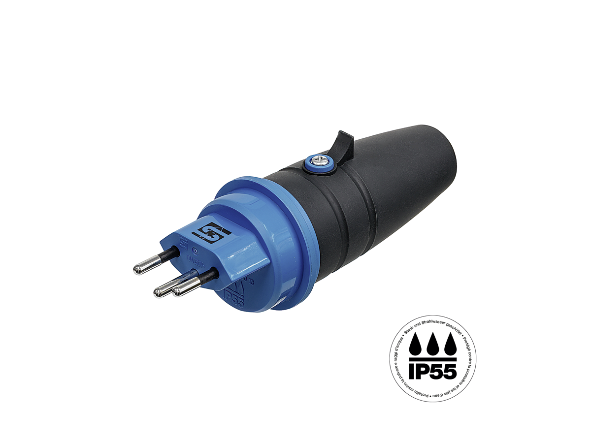 Stecker T13/T12 IP55 anthrazitgrau/hellblau