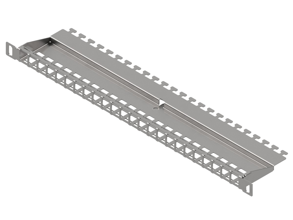 preLink/fixLink Panel 19'' 0.5HE 24x Keystone, Edelstahl