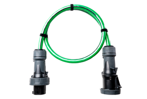 Rallonge en aluminium PUR vert 5x35 conf. fiche/prise CEE 125A 5pôle noir 25m