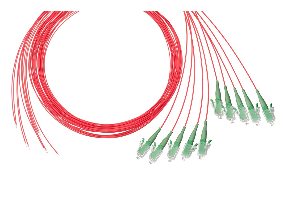 Pigtail Rot für Fiberpanel Kompaktader G652 D,250 µm Stecker LC/APC  2.0 Meter