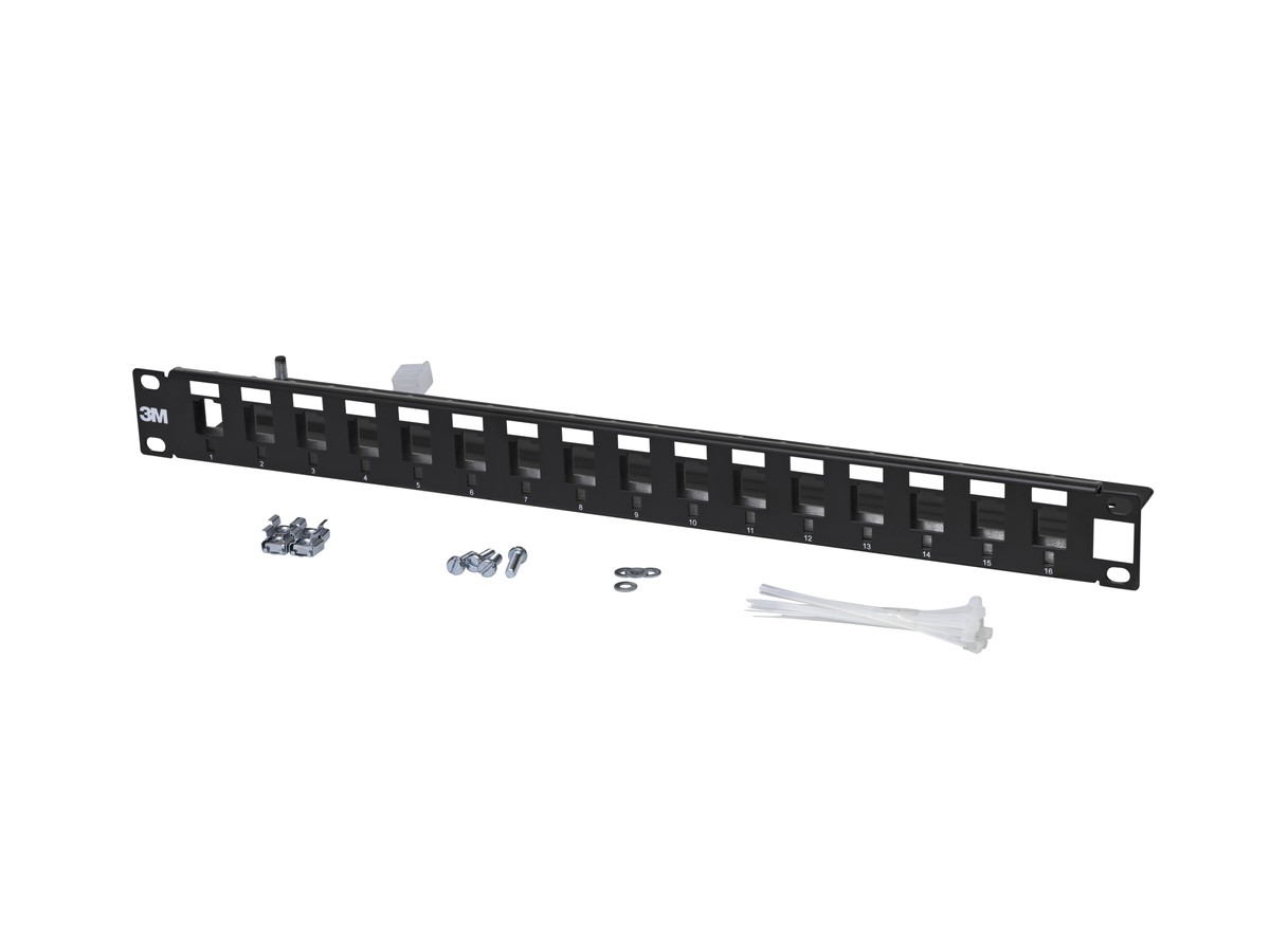 Corning Patchpanel 16 Port 1HE  schwarz leer