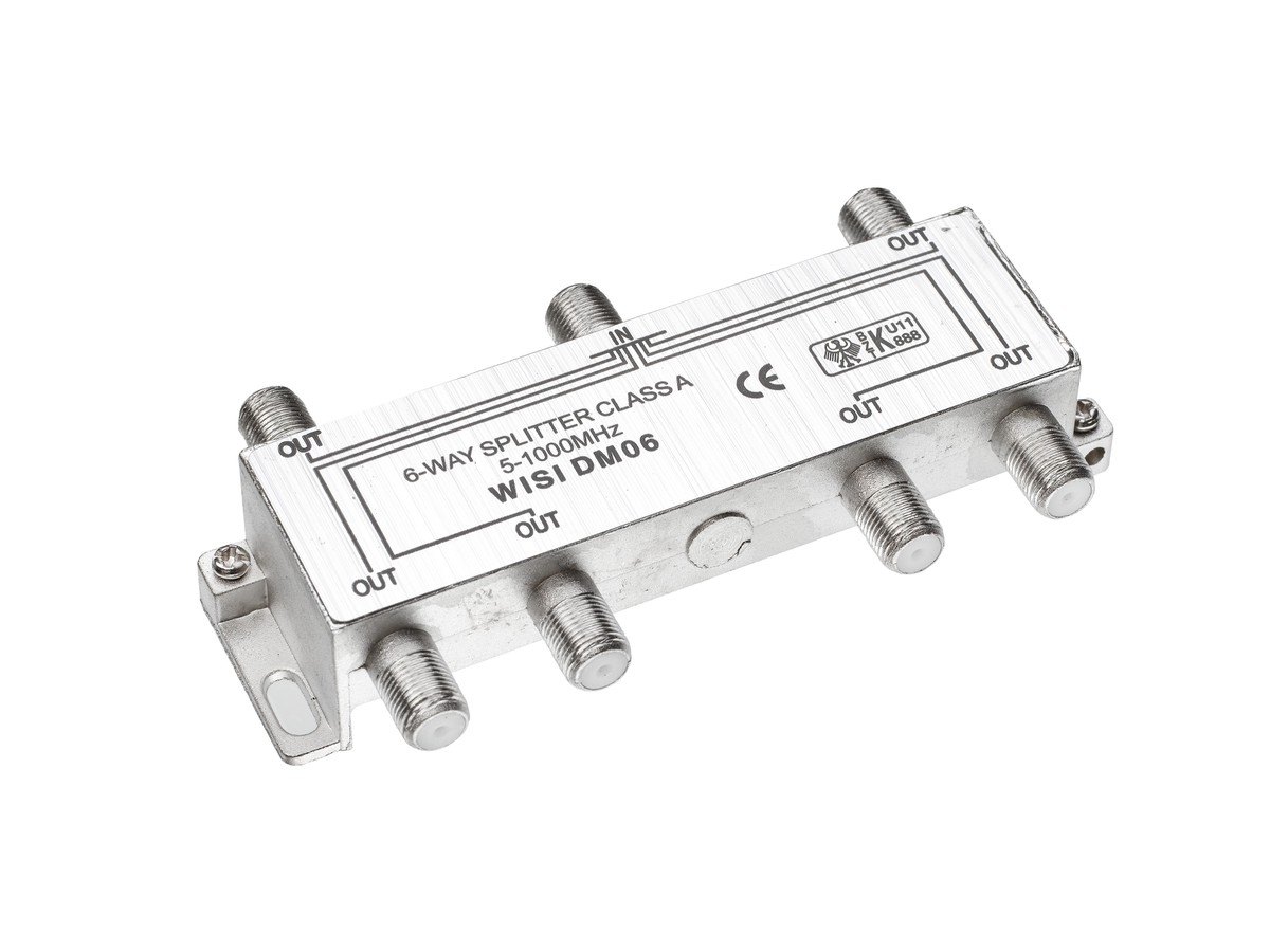 Verteiler 6-fach, 9,5 dB, 5-1000MHz, F DM06